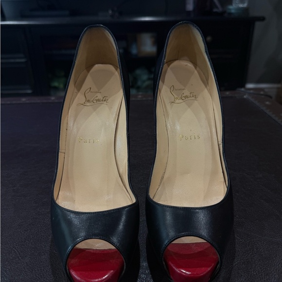 Christian Louboutin Black Heels with Red Peep Toe - Picture 2 of 3